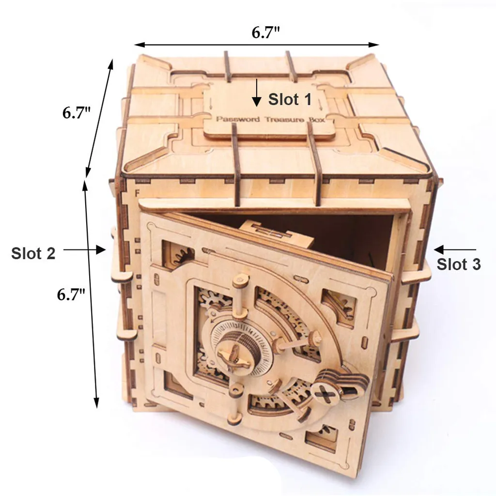 Развивающие игрушки для детей DIY коробка Механическая 3D деревянная головоломка модель безопасный комплект банки денег Деревянный головоломка IQ игра