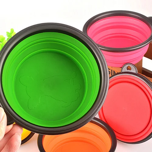 Silicone Travel Dog Bowl Collapsible Premium Quality Food Water Pet Travel Bowl Free Foldable Cup Dish for Dogs Cats drop shippi