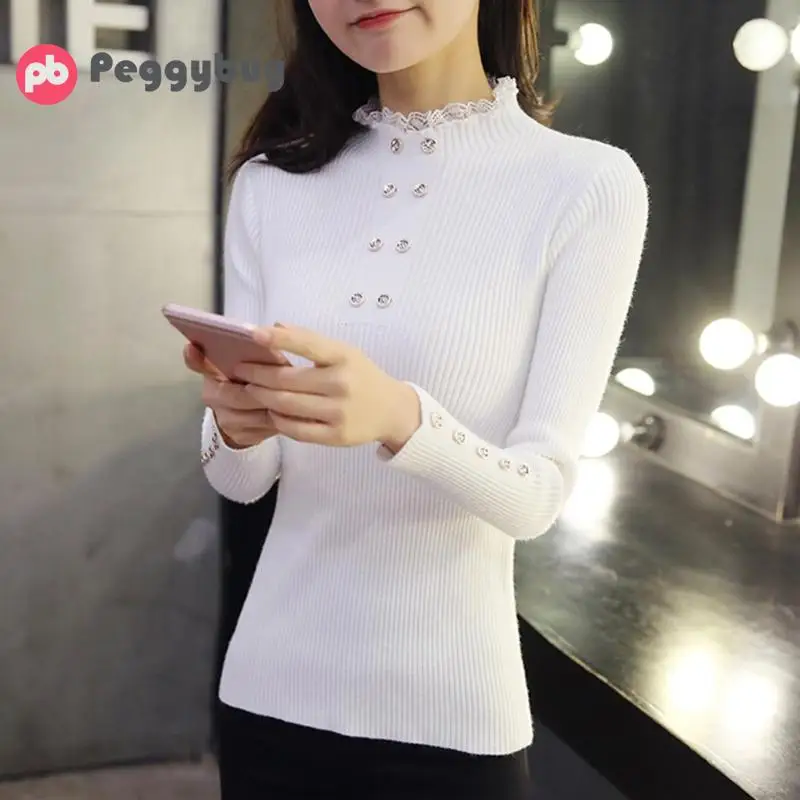 

Solid Color Pullover Sweater Long Sleeve Slim Jumper Women Knitted Tops Solid Color Pullover Sweater Soft Fashion Warm Sweater