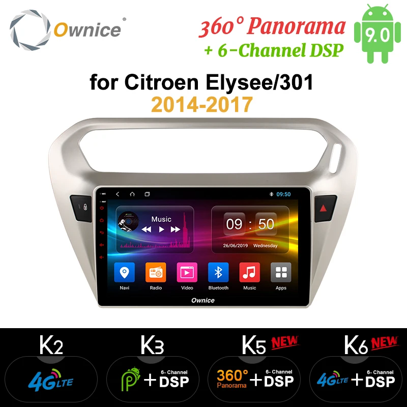 Ownice Android 9 0 восемь ядер автомобильный Радио плеер gps navi k3 k5 k6 для Peugeot 301 Citroen Elysee 2014