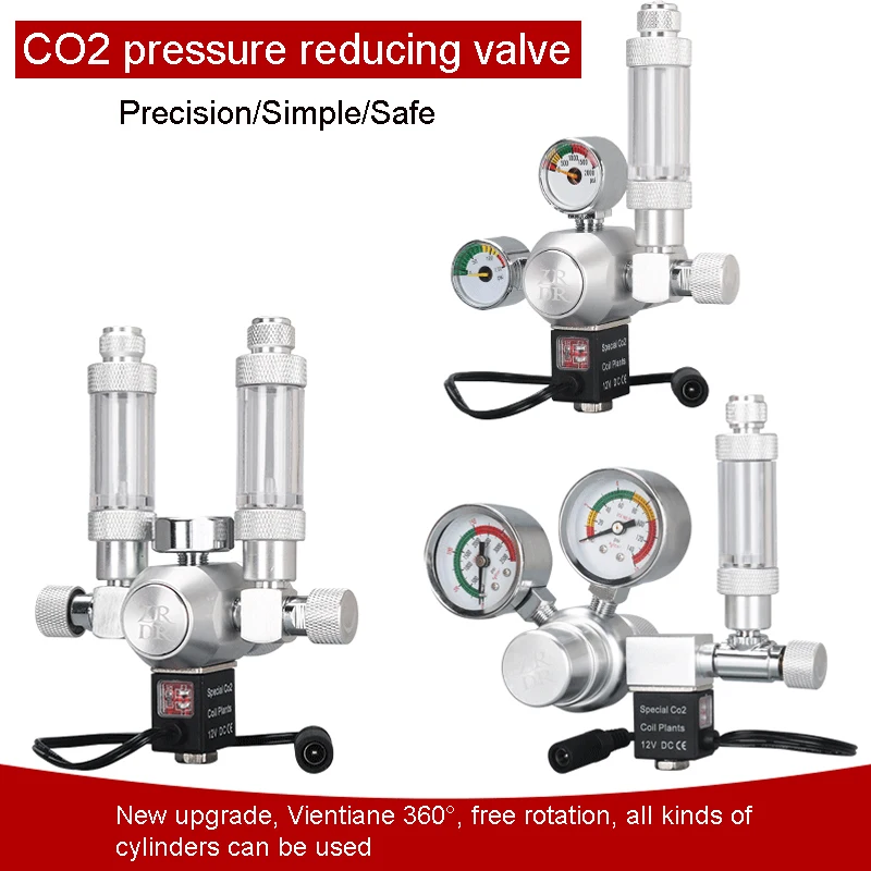 ZRDR Aquarium CO2 Regulator  Magnetic Solenoid Check Valve Aquarium Bubble Counter Fish Tank Tool Pressure reducing valve