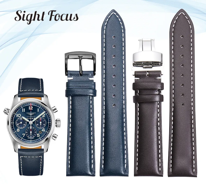 

20 21 22mm Watch Band for Longines L3 811 810 820 Spirit Watchbands Real Calfskin Leather Strap for Conquest HydroConquest Belts