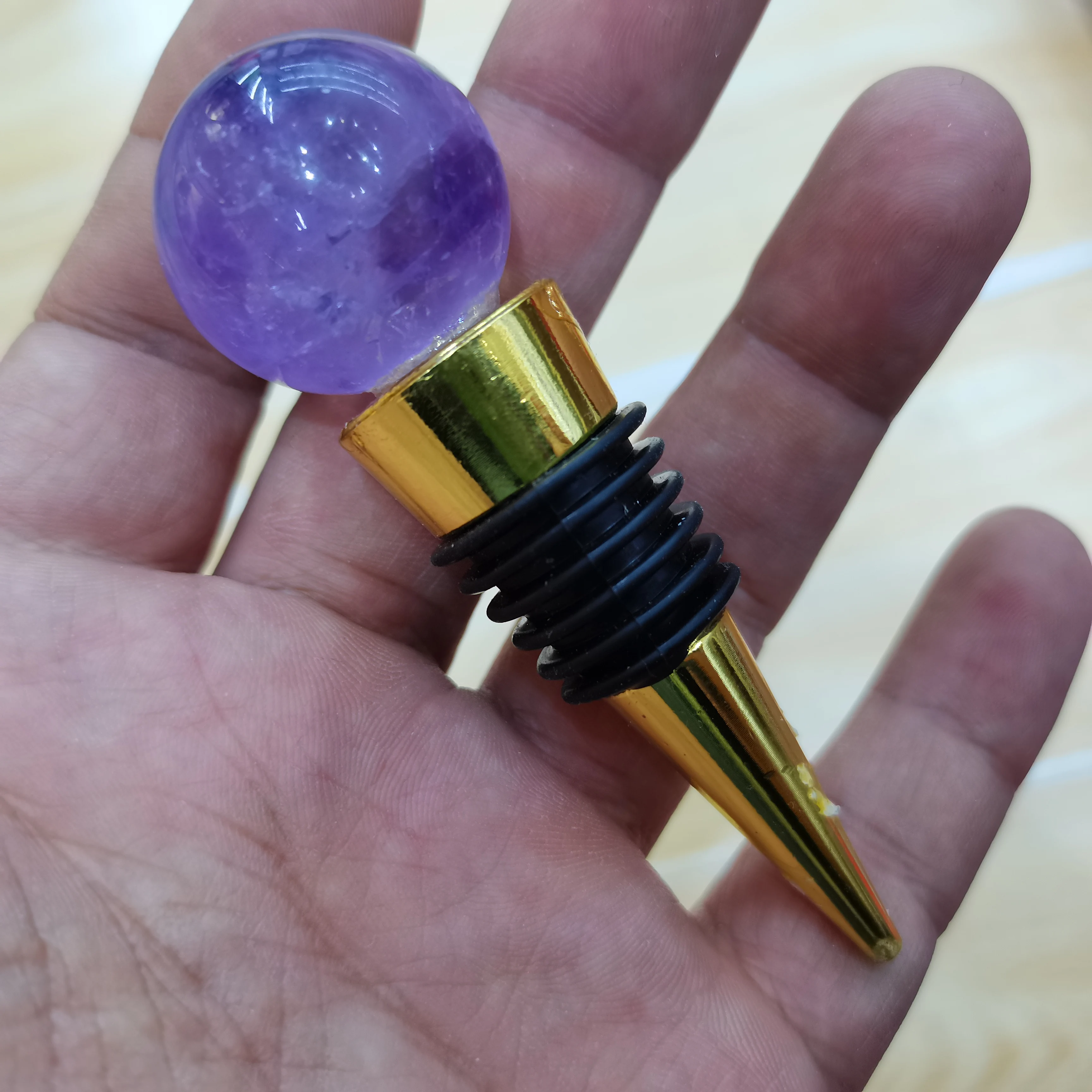 

Natural Amethyst ball White crystal ball Pink crystal ball Connectors Irregular red Wine Stopper
