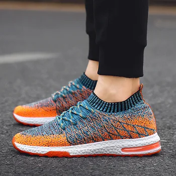 

Flying Woven Men's Shoes Non-slip Sneakers Fashion Casual Men's Shoes Air Cushion Running Shoes Tenis Masculino Color Large Size