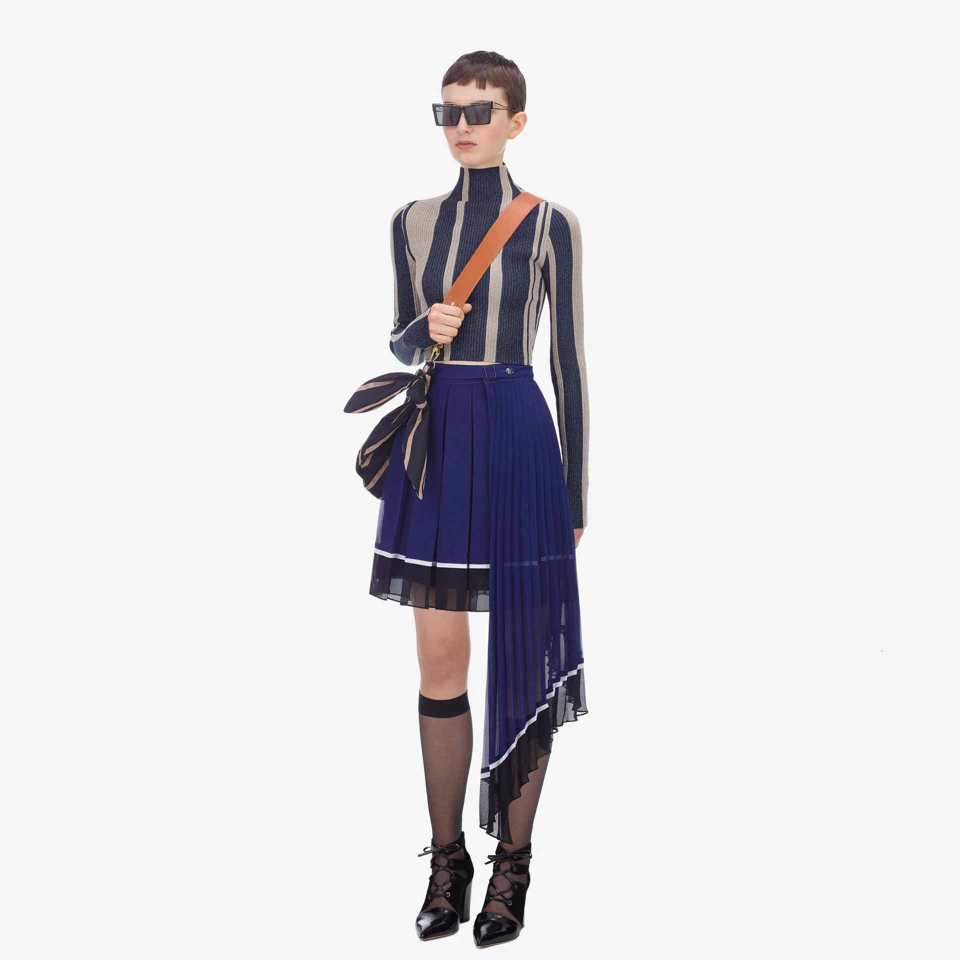[LIVIVIO] SP Striped Turtlneck Long Sleeve Knitting Tops Women Sweaters Female Pullovers Autumn Winter Fashion