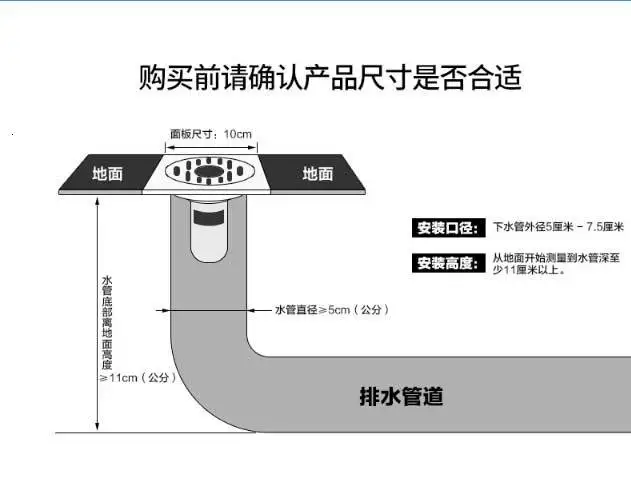 Pipe floor drain 300mm SUS304 stainless steel deodorant type shower soil drain line