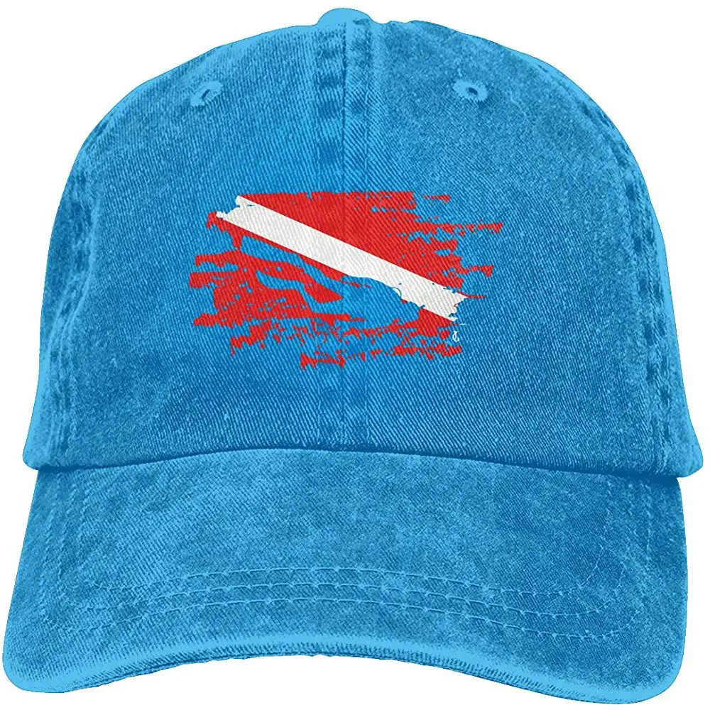 Мужская или женская Регулируемая ВИНТАЖНАЯ ДЖИНСОВАЯ бейсболка для дайвинга с красным флагом