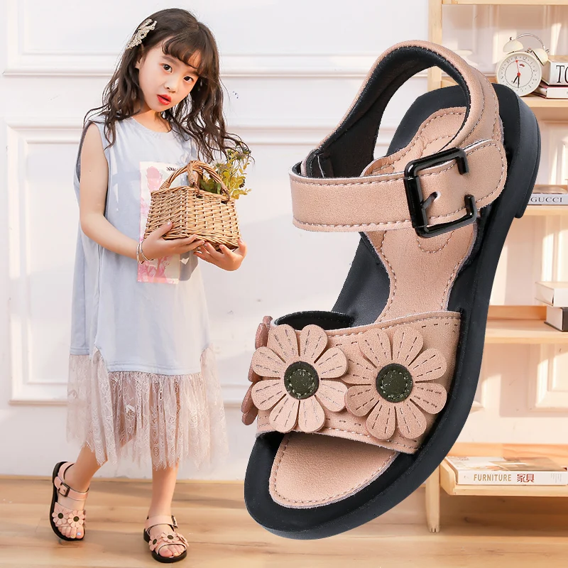 

Sandals Kids Floral Sandals Princess Sweet Fashion Girls Sandals Summer Beach Shoes 4-12 Years Old Aged Rubber Sole Anti-slip