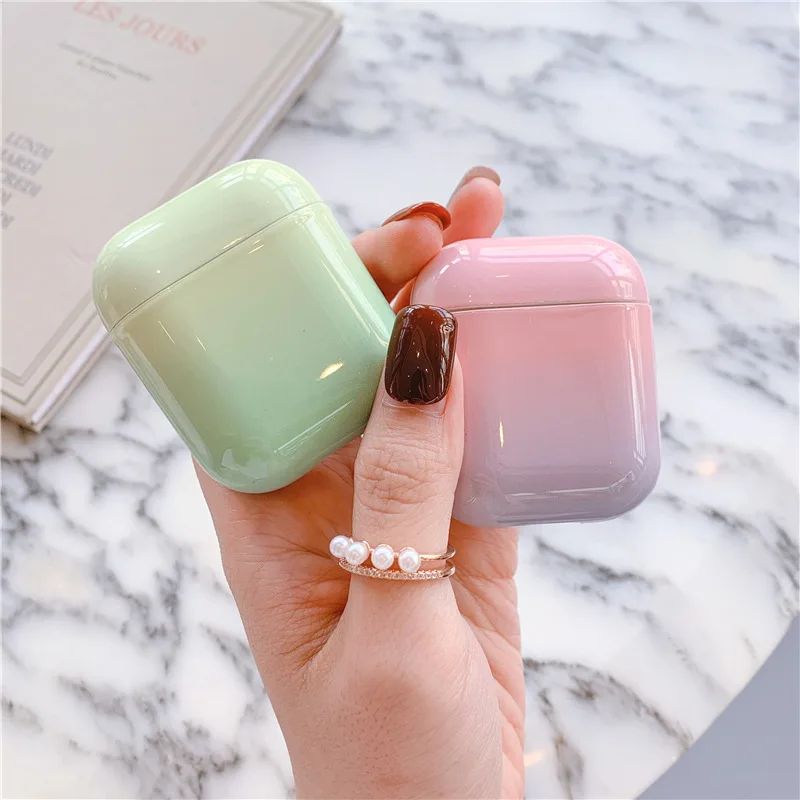 Gradient Color PC Bluetooth Earphone Case for Apple Airpods12 Headphones Cover for Air pods Protective Case