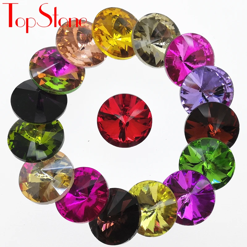 TopStone круглые Rivoli стеклянные хрустальные модные камни заостренные с обратной