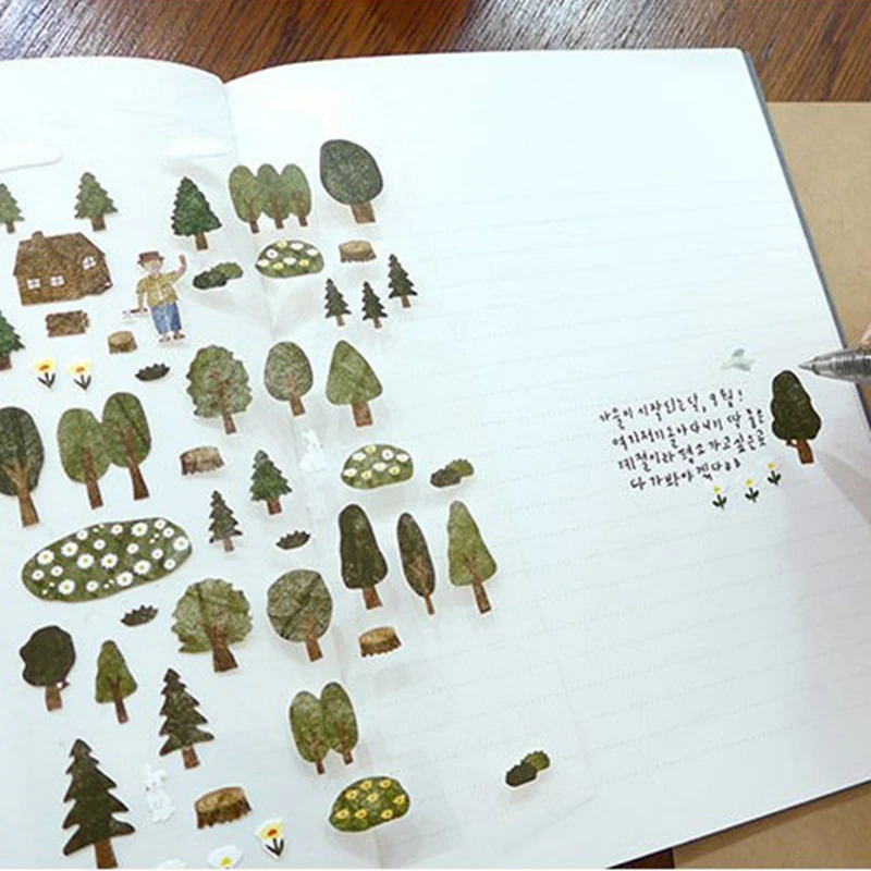 Forest Stickers 1098 Green Tree Flower Cut Dies Scrapbooking Material Junk Journal Diary Decoration Craft Supplies decorative stickers stationery stickers diy scrapbooking accessories stationery supplies