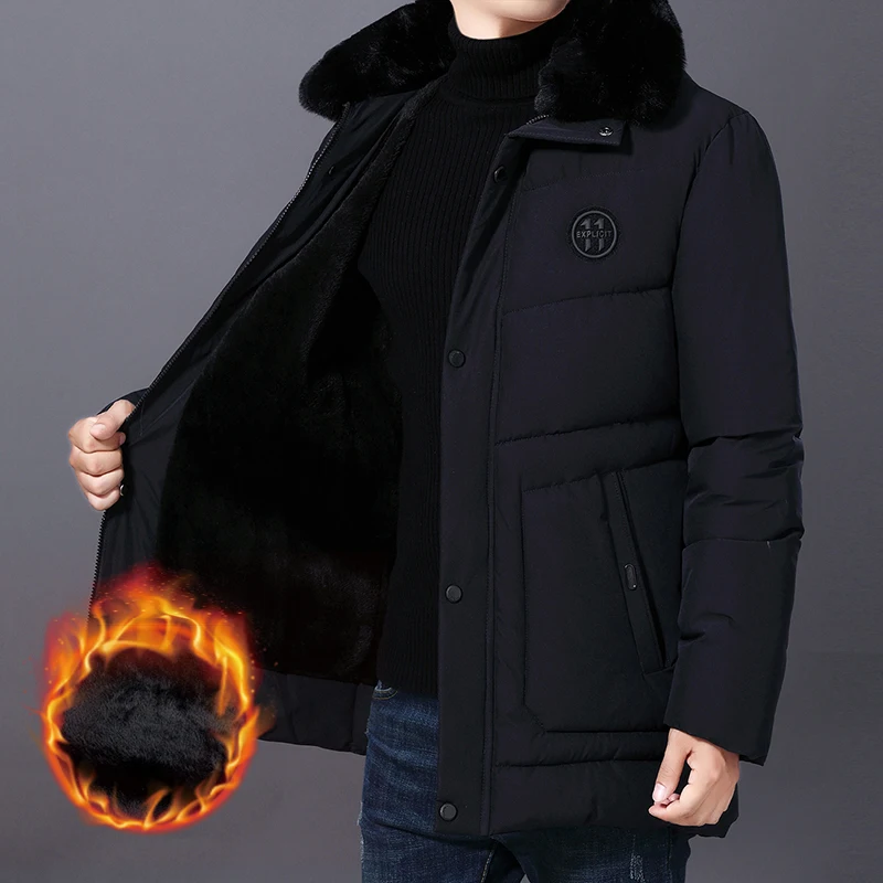 Зимние парки с капюшоном Длинная зимняя куртка большой шерстяной воротник теплое зимнее пальто