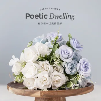

Northern Europe 10 Spring Rose Artificial Flower Bouquet Plastic Flowers Home Wedding Decoration Floral Silk Flower Wholesale