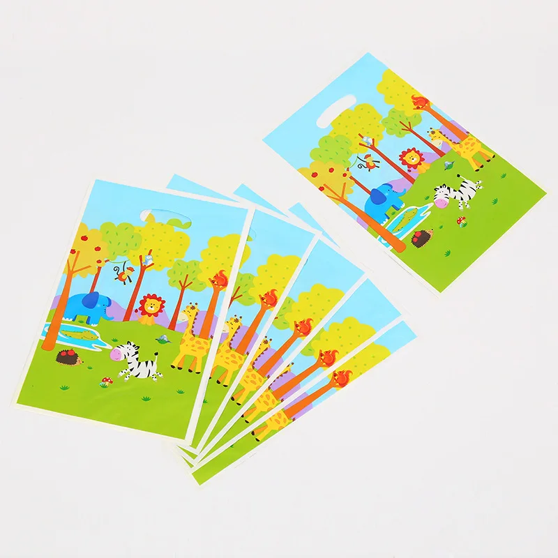 Gift Bag 10Pcs Животные Лев в зоопарке вечерние принадлежности День Рождения украшения Дети одноразовые посуда бумажные тарелки соломенный баннер мальчик ребенок душ - Цвет: Gift Bag 10Pcs
