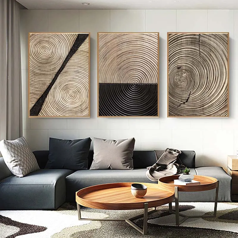 Abstract Black Golden Line Texture Poster Vintage Minimalist Wall Art Canvas Painting Modern Luxury Living Room Home Decor