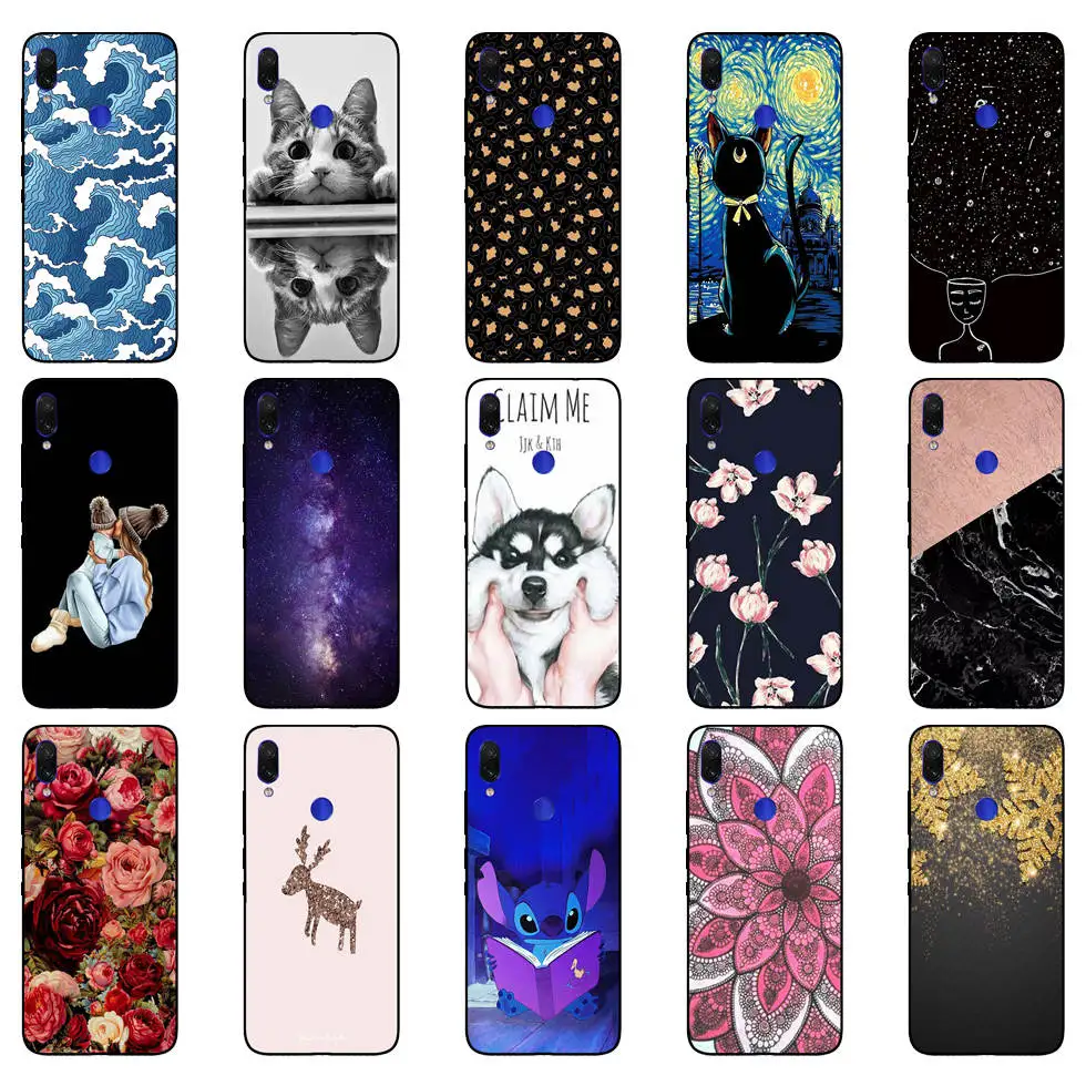 Untuk Xiaomi Redmi Note 7 Hitam Case Silikon Lembut Funda untuk Xiaomi Redmi Catatan 7 Hitam TPU Case Pelindung 6.3 