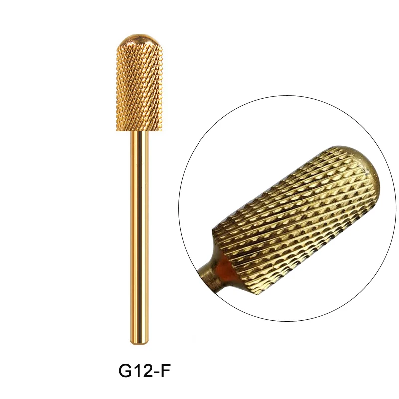 20 типов карбида вольфрама фреза фрезы для ногтей сверла для маникюра фрезы пилки для ногтей Маникюрные гвозди сверло - Цвет: Golden-G12-F