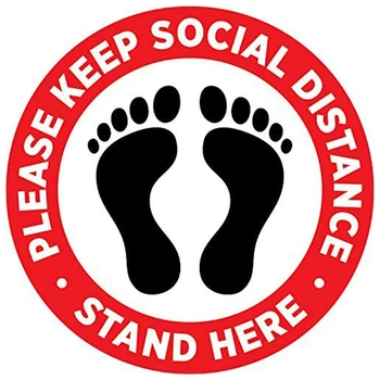 

PACK of 10 Please Practice Social Distancing Floor Sign Circle Pressure Sensitive Adhesive Non-Slip Store Floor Decal