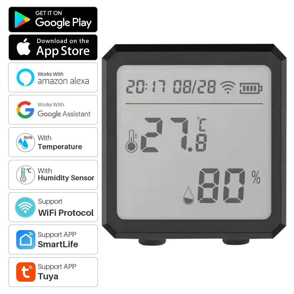 Wifi Temperature Humidity Sensor Google Assistant Tuya Smart Wifi