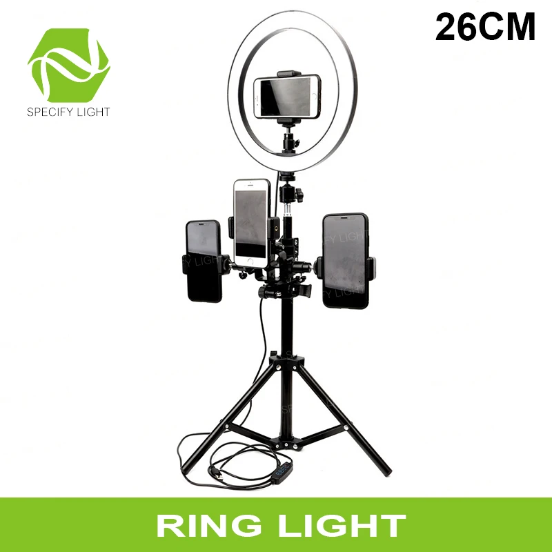 

10" 26cm LED Studio Camera Ring Light Photography Photo Camera Ring Light With Tripod USB Plug For Phone Holder Make Up Youtube