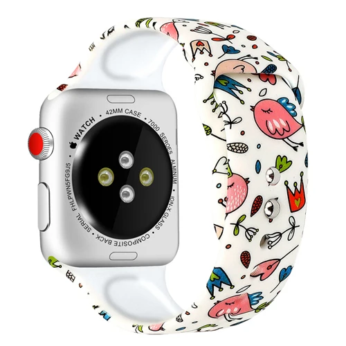 4 Мягкий силиконовый ремешок для Apple watch band 5 4 44 мм 40 мм Рождественский подарок с цветочным принтом наручный ремень iWatch 5 4 3 38 мм 42 мм ремешок для часов - Цвет ремешка: 4