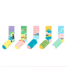 Харадзюку пейзаж узор осень зима чёсаный хлопок носки женские носки