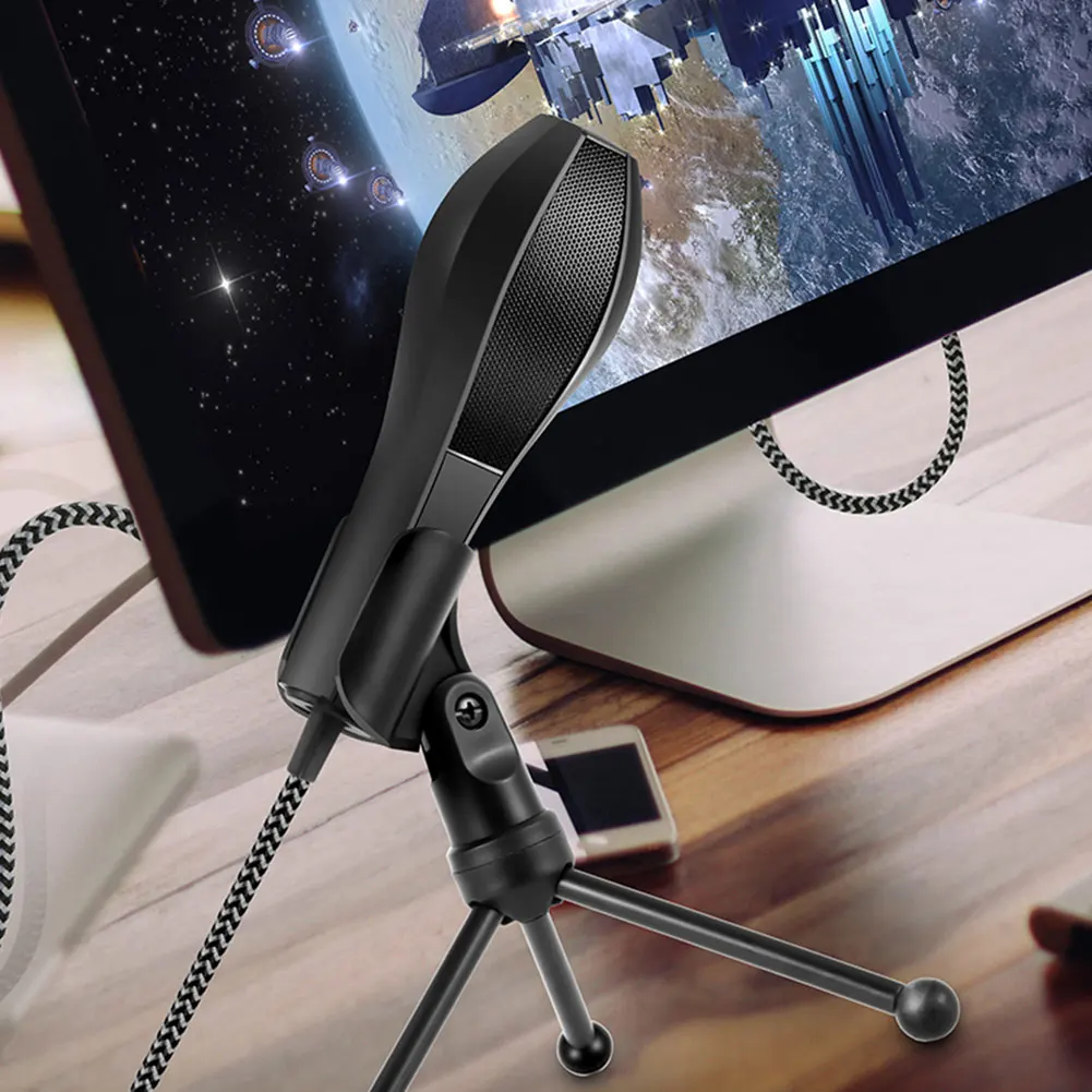 USB проводной конденсаторный микрофон игральные игры низкий уровень шума штатив Стенд студия для ПК ноутбук запись вещания черный компьютер