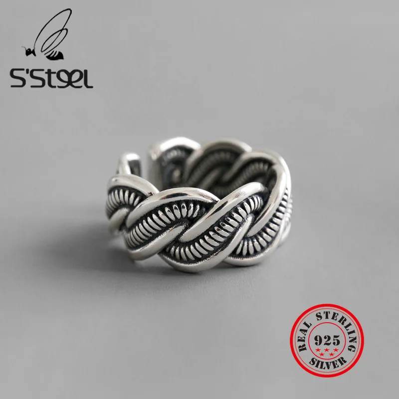 

S'STEEL Statement Ring 925 Sterling Silver Rings For Women Vintage Anillos De Plata De Ley Mujer Bijoux Femme 2019 Fine Jewelry