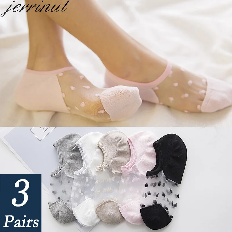 

Women's Ankle Socks Transparent Invisible Socks Summer No Show Ankle half Lace Socks Non-slip Mesh Sheer Half Thin Socks 3 Pairs