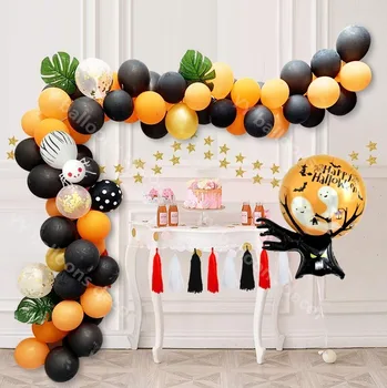 

Latex Black Orange Halloween Balloon Garland Arch Kit Balloon Chain Tassel Five-pointed Star String Party Custom Balloon Decor