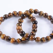 Настоящий 2 шт 7," 8 мм натуральный тигровый глаз круглые бусины браслет