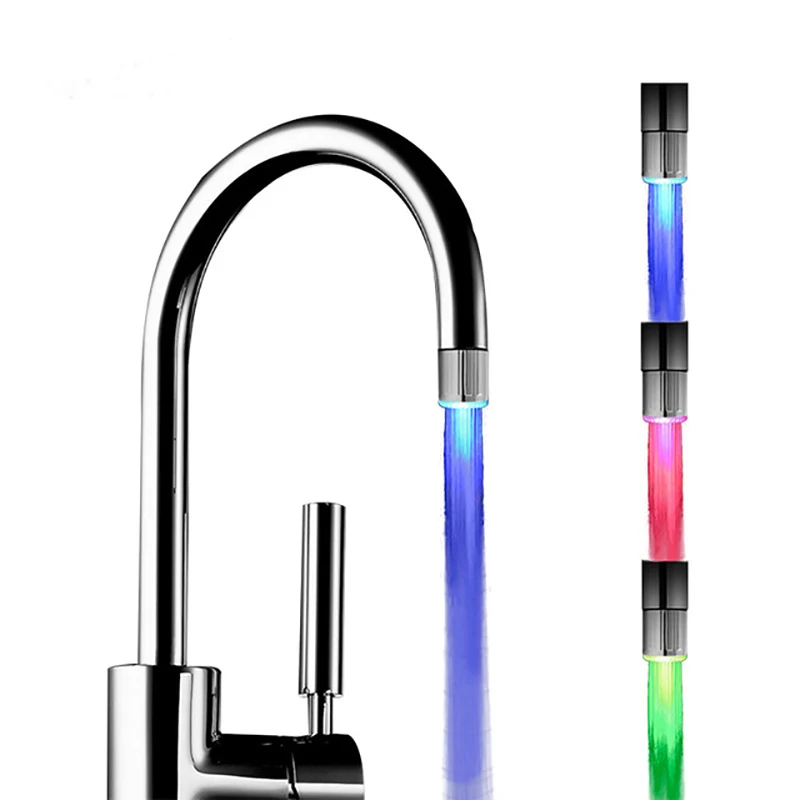 Tap Kitchen Aerator Waterfall Temperature-Control 3-Color-Lights Bathroom-Accessory Shower