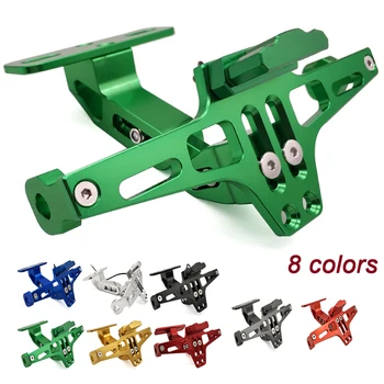 

For Kawasaki W800 Cafe ZX636R ZG1000 ZX9 Universal CNC Motorcycle Rear License Plate Mount Holder and Adjustable Angle License
