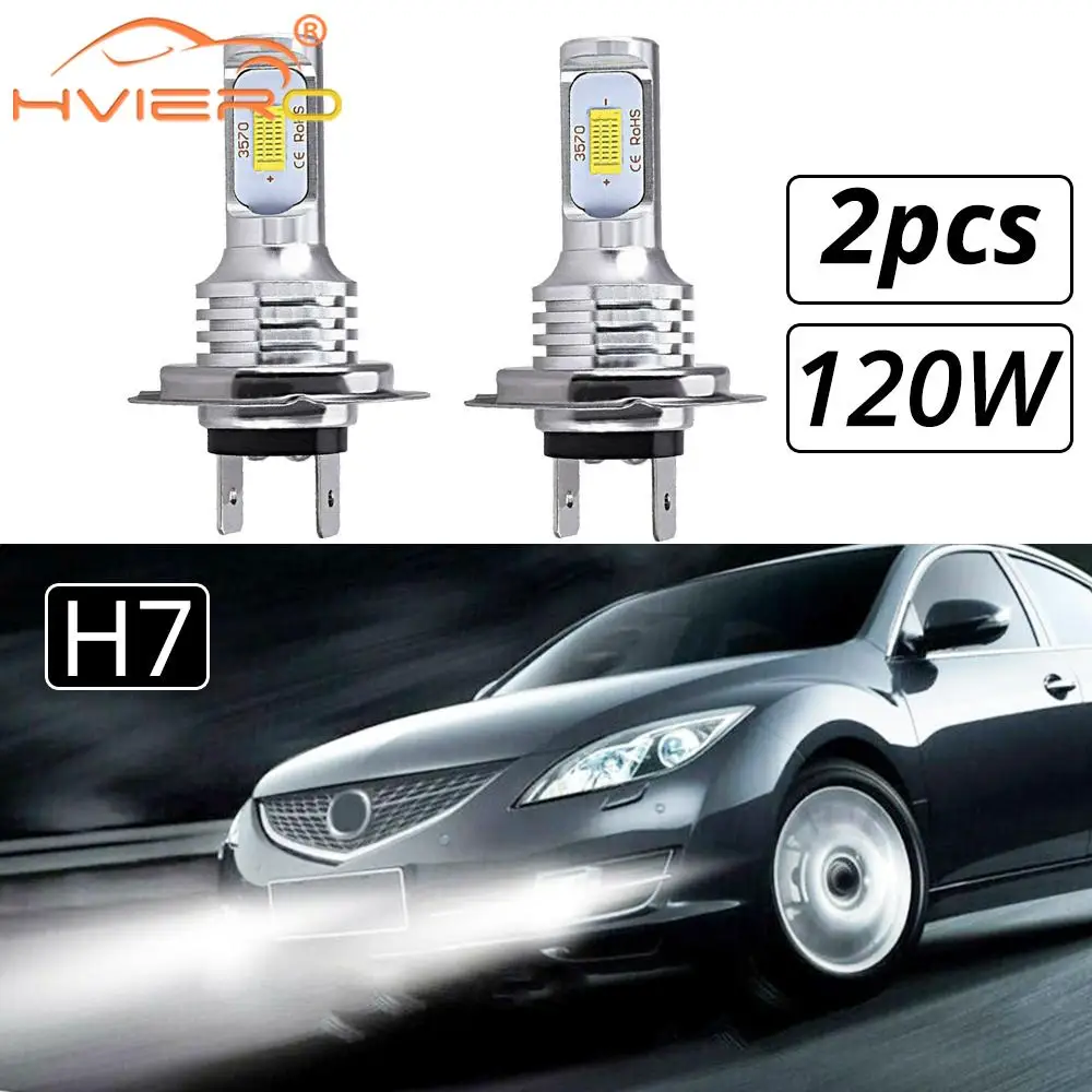 2 шт. автомобисветодиодный светодиодные лампы CSP Mini H7 H4 H11 H8 H1 H3 9005 HB3 9006 HB4 120