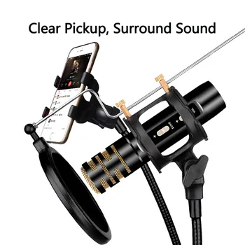 

Karaoke Microphone Studio Microphone Live Anchor Mic Reverb Monitor Condenser Microphone for PC Phone Sound Card