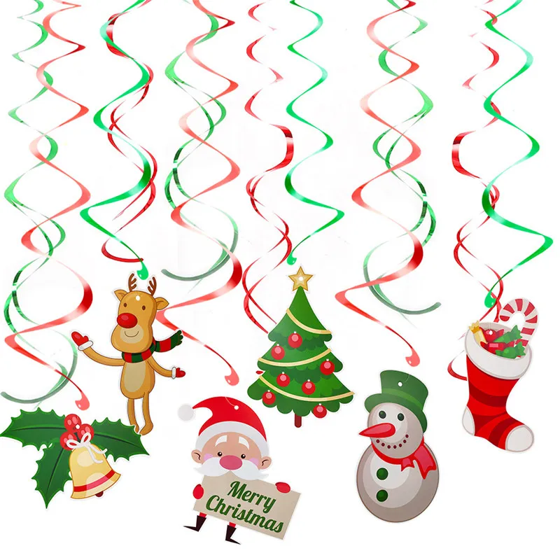6 шт. рождественские спиральные подвесные рождественские украшения для дома Санта Клаус лося подвесные рождественские украшения Navidad украшения