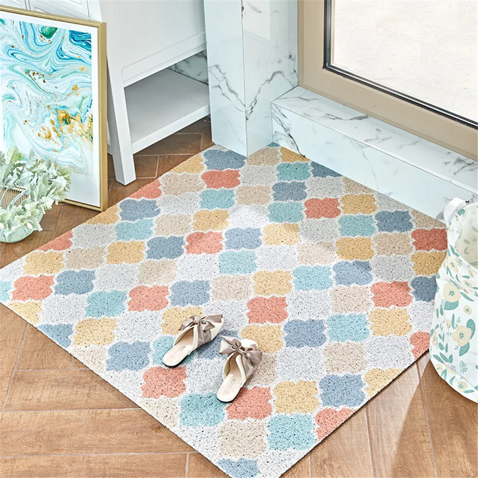 

Geometric Pattern Printed Mat In The Hallway DIY Cut PVC Carpet Waterproof Anti-slip Rug Doormat For Entrance Door kitchen Mat