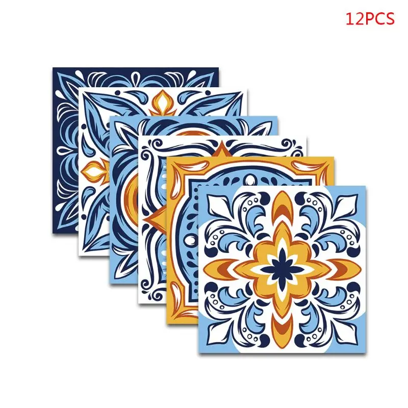 

2020 New 12pcs Mexican Flower Self Adhesive PVC Ceramic Tile Sticker Waterproof Kitchen