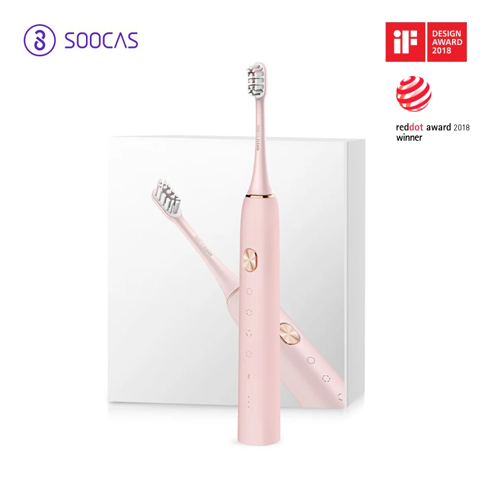 Xiaomi SOOCAS X3 звуковая электрическая зубная щетка IPX7 Водонепроницаемая щетка для чистки зубов для взрослых автоматическая ультразвуковая зубная щетка с зарядкой от USB - Цвет: Pink Toothbrush