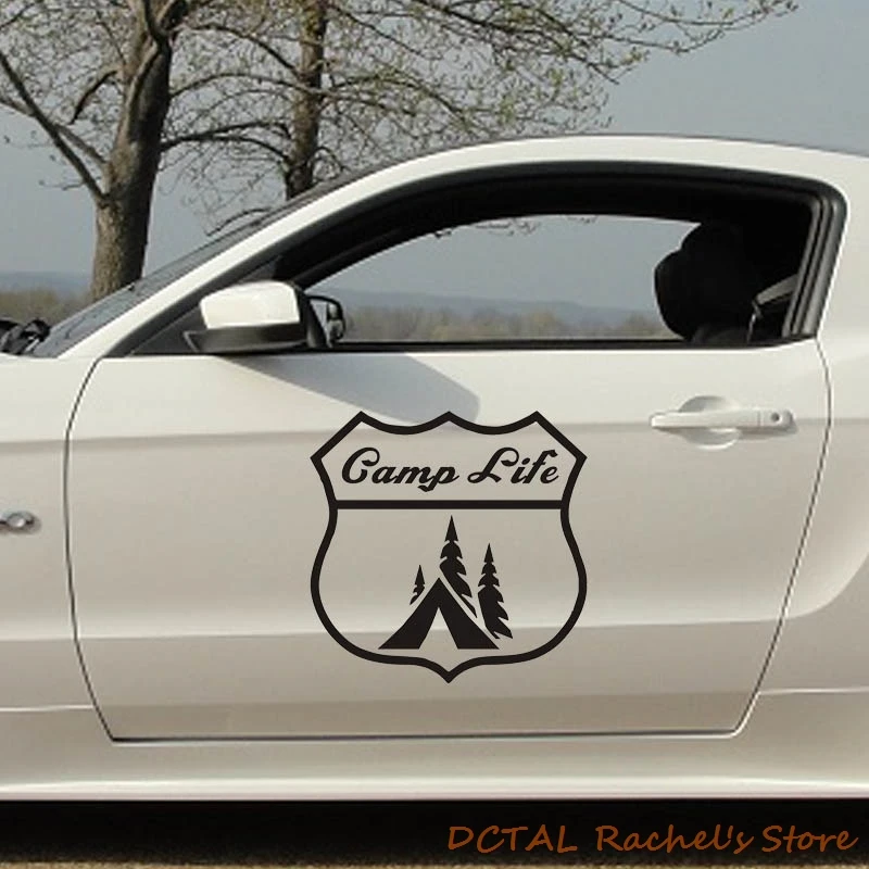 Camp Life Hunter Car Sticker Hiking Decal Fuel Tank Cover Door Window Trunk Motorcycle Helmet for  VW Golf Polo SUV Laptop