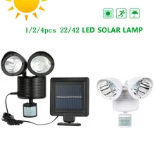 22/42 светодиодный светильник на солнечной батарее с двойным датчиком движения человеческого тела 4 шт. светодиодный настенный светильник для улицы водонепроницаемый энергосберегающий садовый светильник