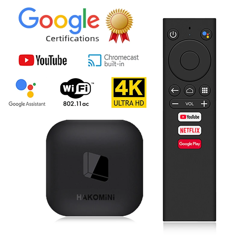Certificato Google Originale Android Tv Os Android Tv Box Hakomini Amlogic S905Y2 5G Wifi 4K Supporto Google Assistant Chromecast