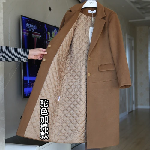 Khaki plus cotton Зимнее Новое корейское пальто Nizi, женское длинное пальто большого размера, черное пальто, прямое шерстяное пальто, Женское зимнее пальто - Цвет: Khaki plus cotton