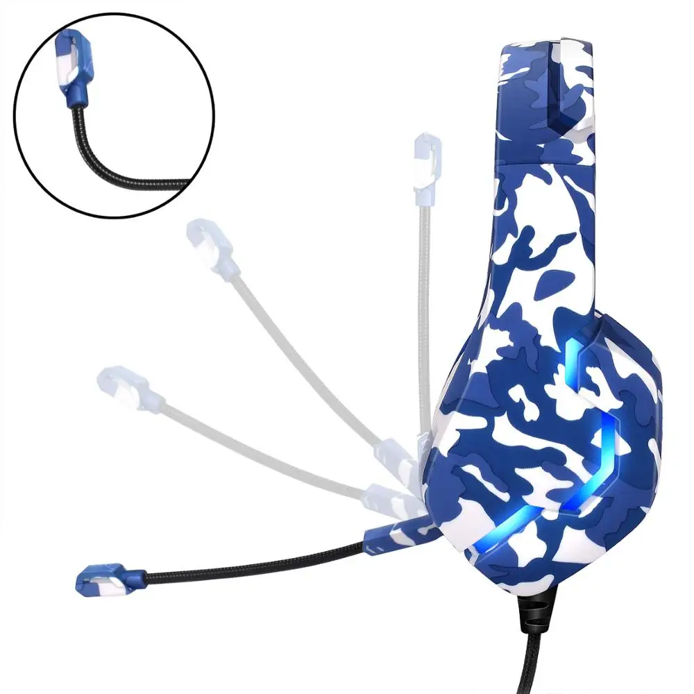 PS4 Camouflage RGB Light Headset Wired PC Gamer with Microphone Stereo Sound Gaming Headphones for Smart Phone XBox One Laptop