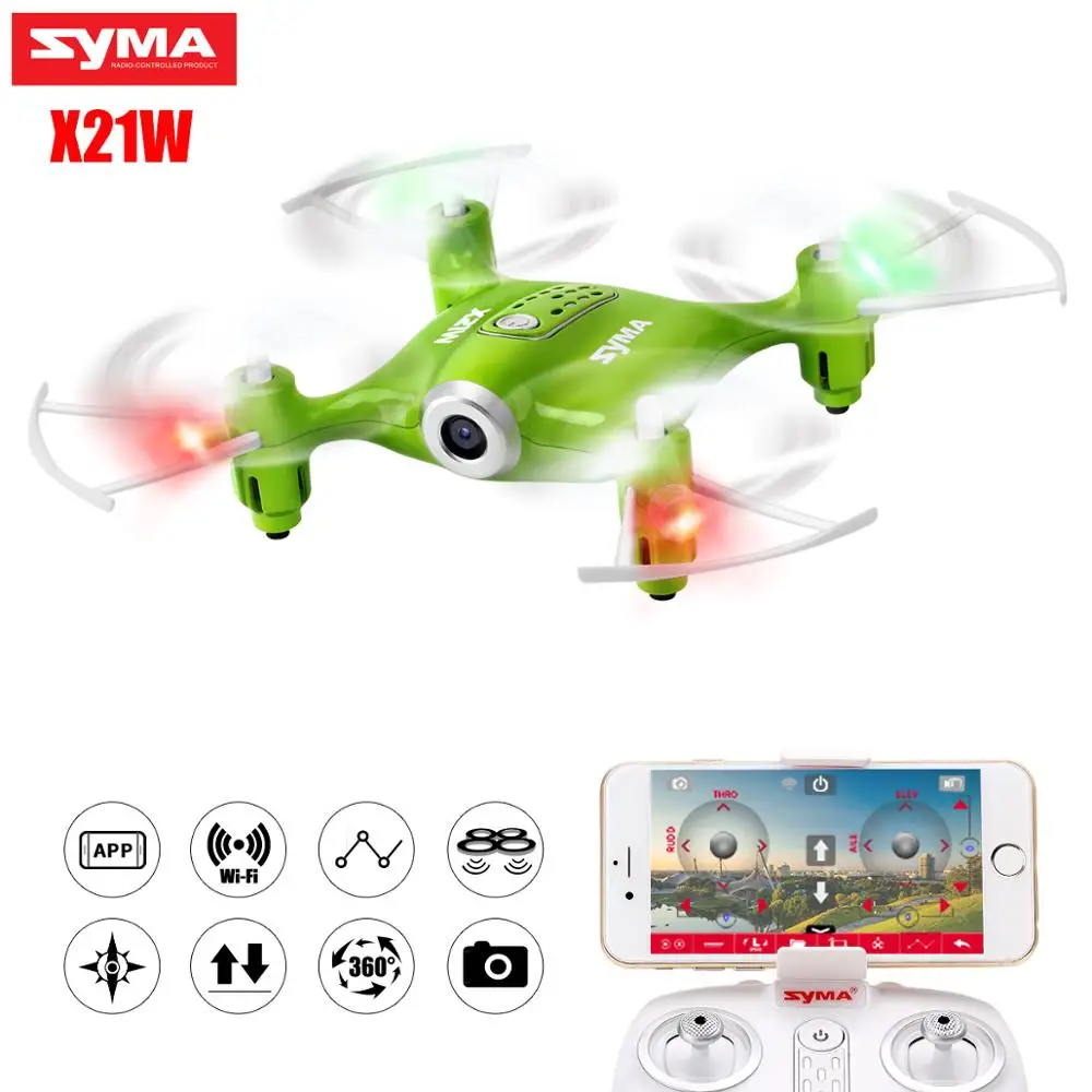 SYMA X21W Карманный FPV мини Дрон с камерой Квадрокоптер Вертолет радиоуправляемый Wifi
