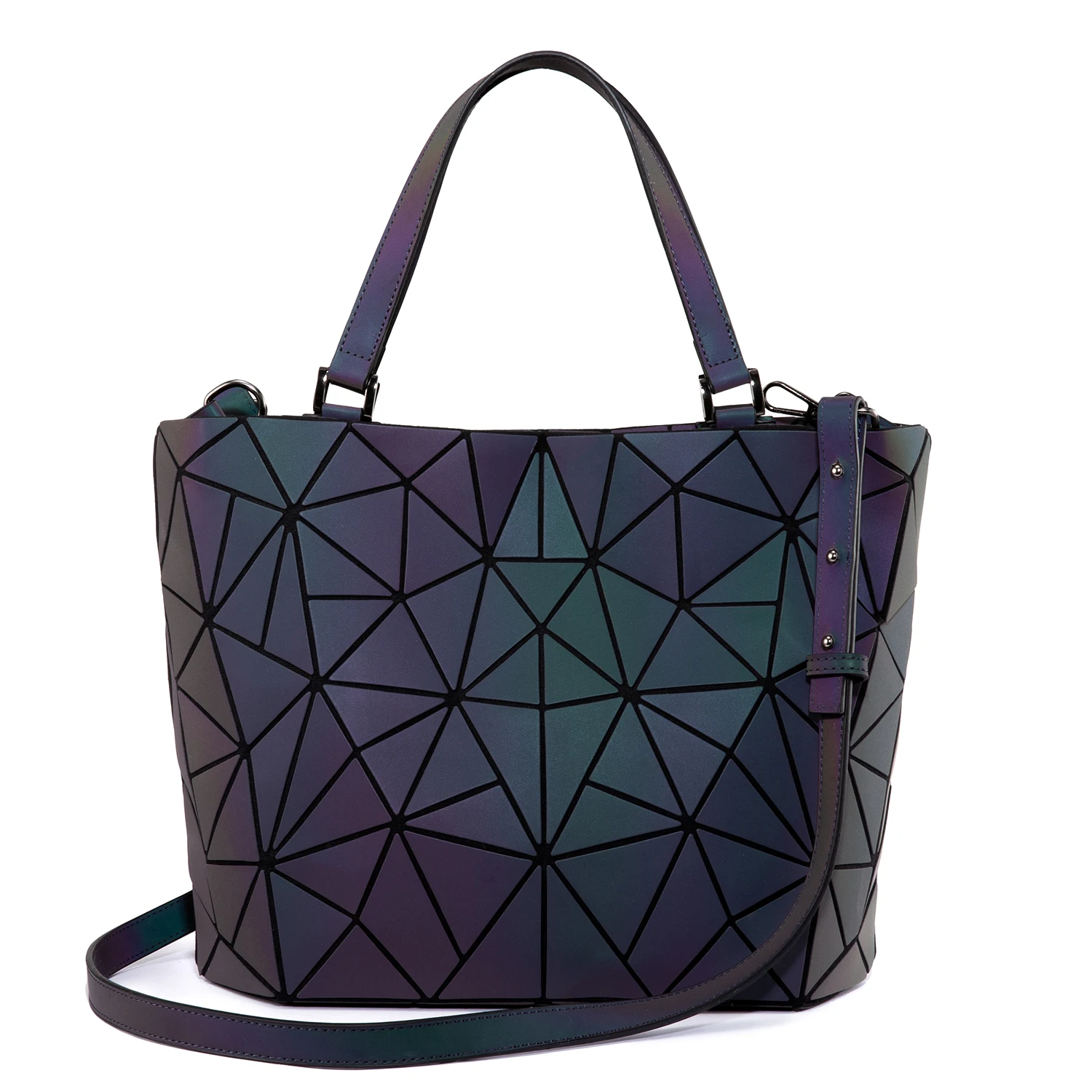 Женские сумки на плечо роскошная дизайнерская Складная Большая Сумка женская Высококачественная сумка через плечо для дам светящаяся цветная Геометрическая