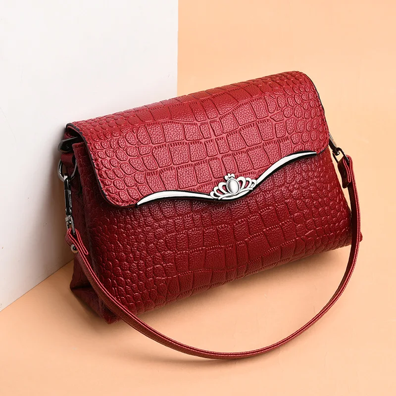 

Summer Fashion New Style Shoulder Bag 2019 Korean-style Women's Hand Mommy Bag Crocodile Pattern Soft Leather Shoulder Bag Dual