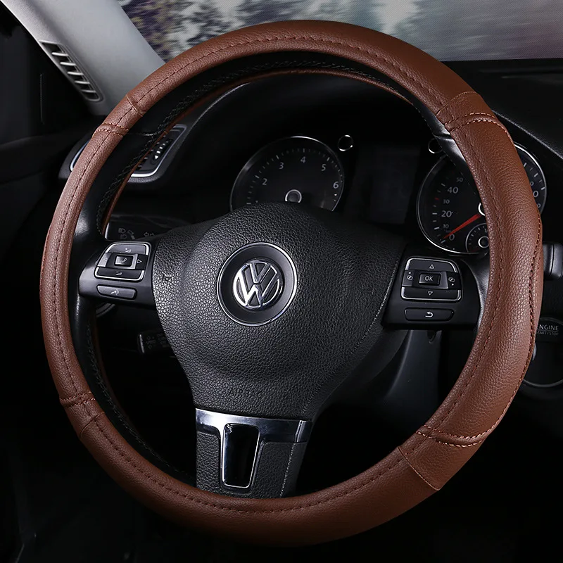Автомобильный чехол на руль Four сезонные универсальные fxpt кожаные белые внутренние кольца противоскользящие автомобильные принадлежности универсальный зажим крышка 38 см