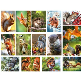 

5D Diy Diamond Painting Squirrel Peeling Chestnuts Embroidery Cross Stitch Mosaic Animal Square Diamond Round Diamond Home Decor