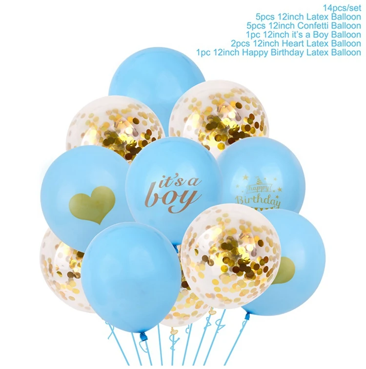 Blue balloon set2 Huiran ребенок первый 1 Декор ко дню рождения баннер 1 2 3 лет с днем рождения спрос среди детей Oh девочка мальчик ребенок украшение душевой кабины - Цвет: Blue balloon set2